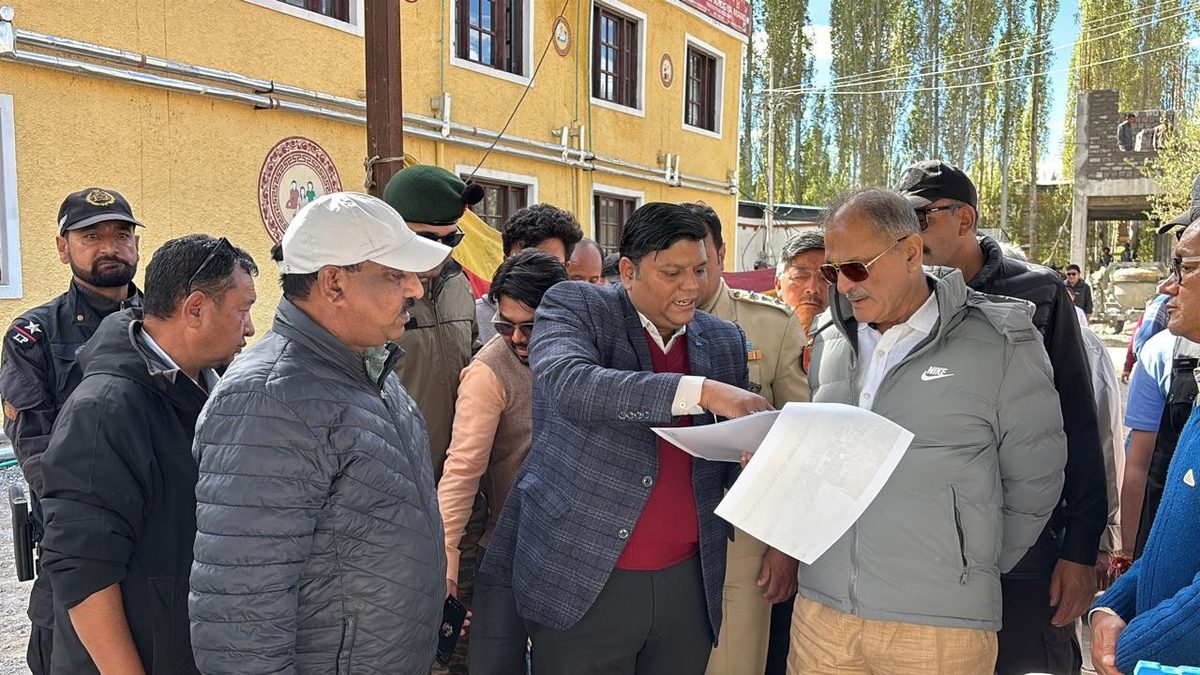 Project engineering details being presented on site during the inauguration at Thiksey